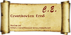 Czvetkovics Ernő névjegykártya