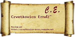 Czvetkovics Ernő névjegykártya